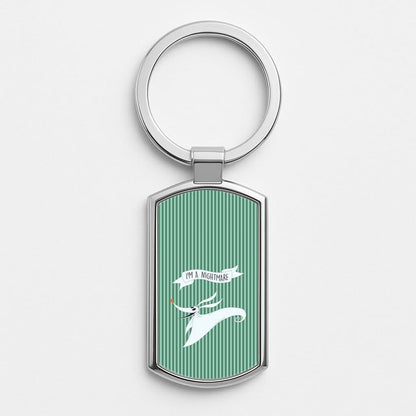 Stripey I'm A Nightmare Silver Metal Keyring