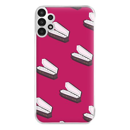 Bright Pink Coffin Pattern Galaxy A13 Case
