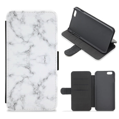 White Marbled  Flip / Wallet Phone Case