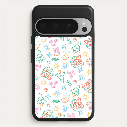 Neon Christmas Icons Pattern II Google Pixel 9 Pro XL Case