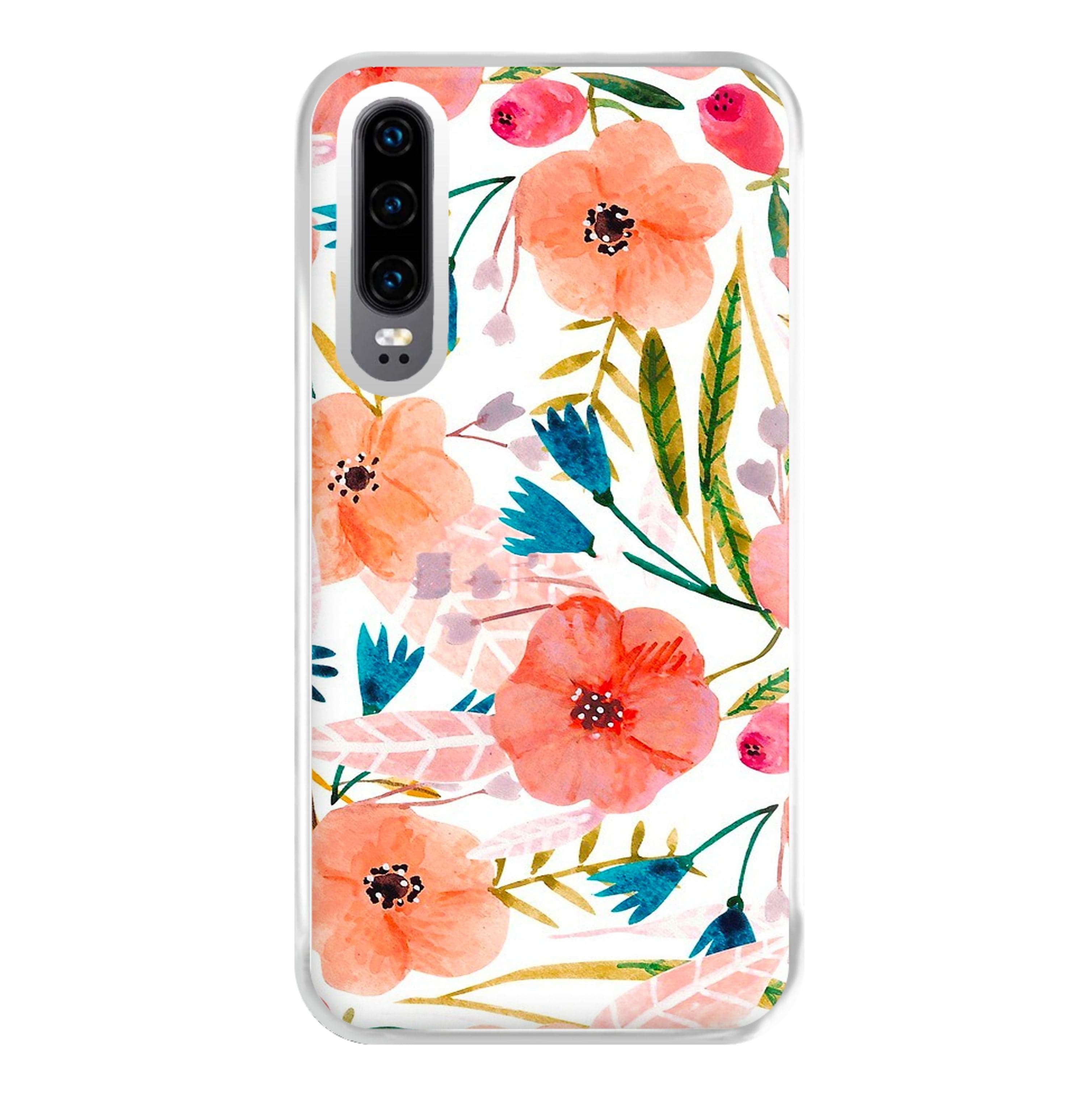 Peach Watercolour Floral Pattern Phone Case