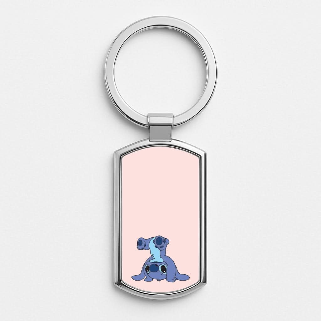 Cute Blue Alien Handstand Luxury Keyring