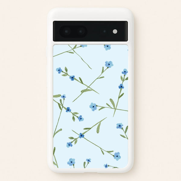 Baby Blue Floral Pattern Google Pixel 7 Case