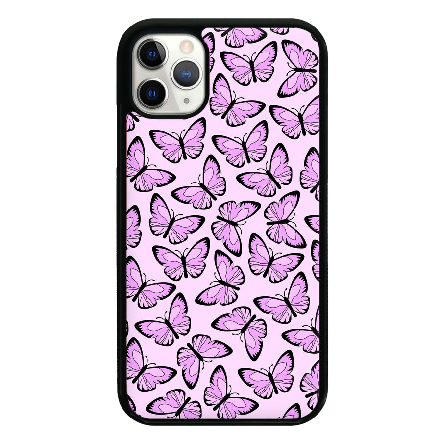 Pink And Black Butterfly - Butterfly Patterns Phone Case