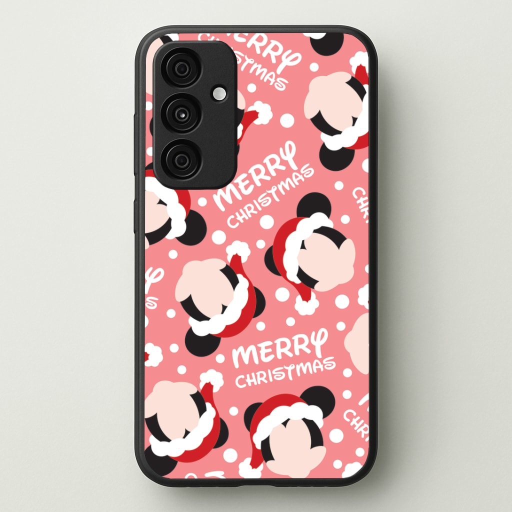 Merry Christmas Cartoon Mouse Pattern Galaxy A55 Case