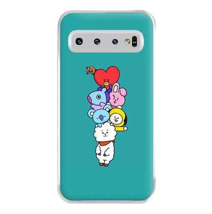 Green BT21 - RJ, Mang, Koya, Chimmy, Cooky, Shooky, Tata - K Pop Phone Case