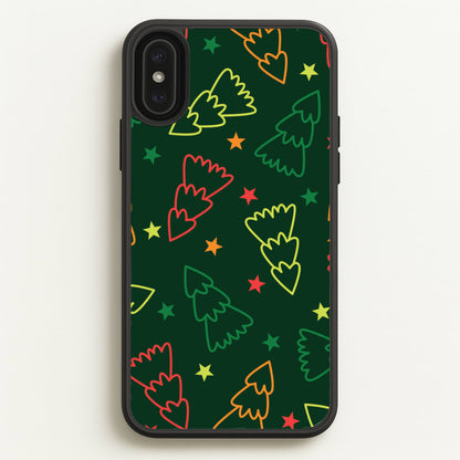 Colourful Christmas Tree Outlines Pattern iPhone XS Max Case