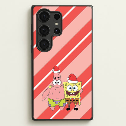Cartoon Sponge And Starfish Christmas Hats Galaxy S25 Ultra Case