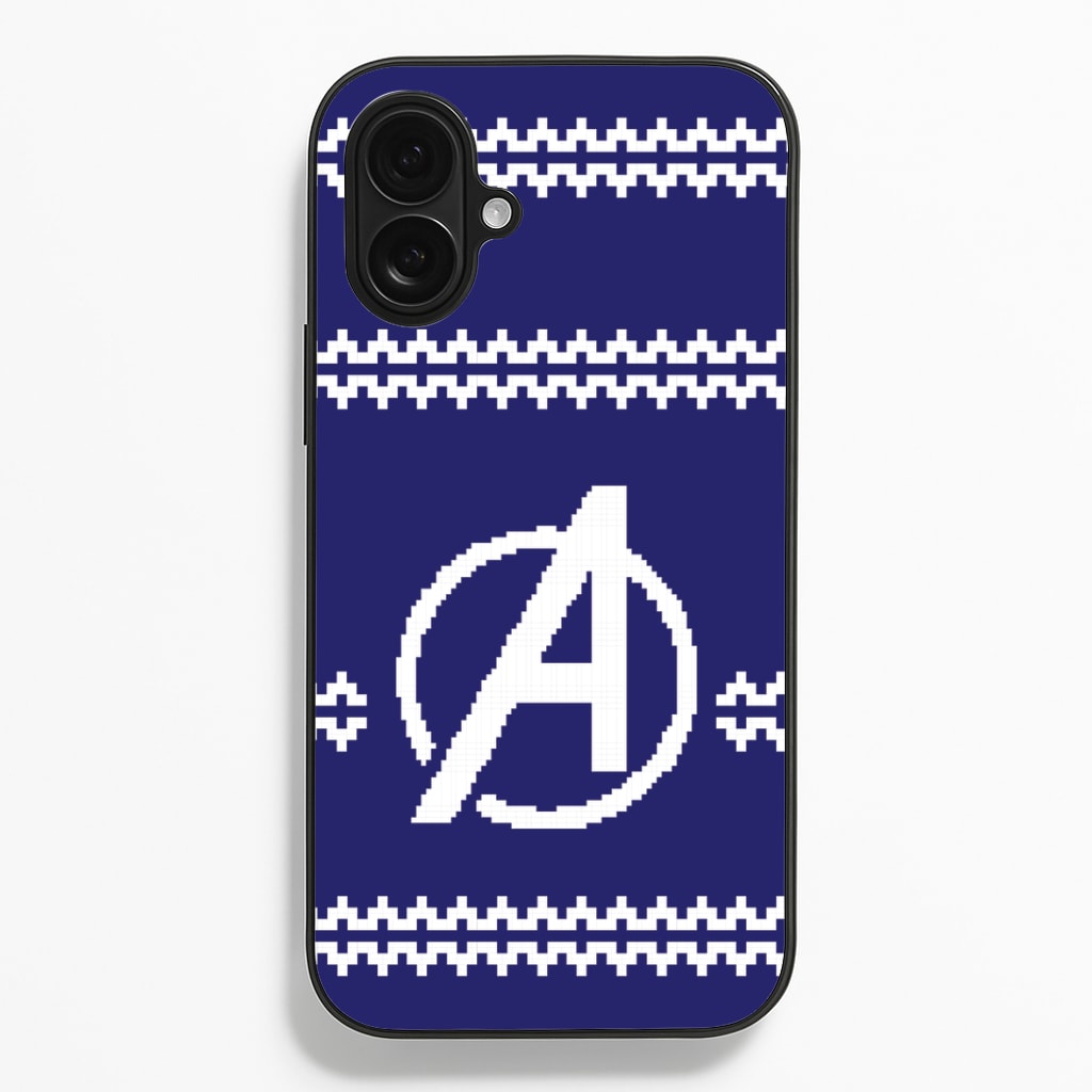 Superhero Team Blue Christmas Jumper  iPhone 16 Plus Case