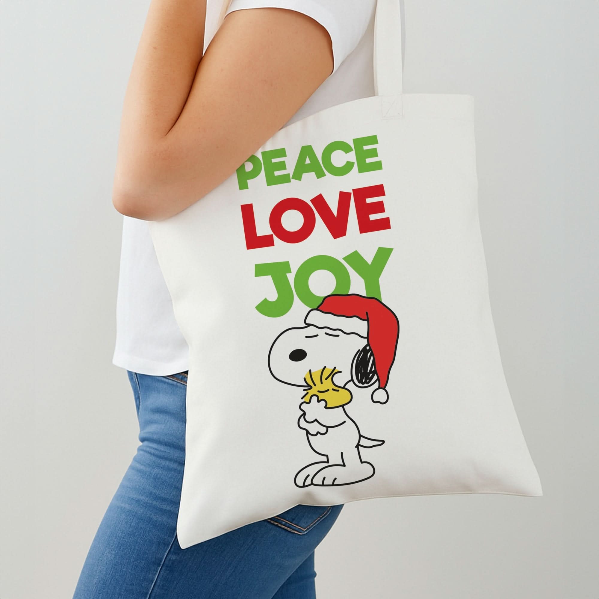 Peace, Love, Joy Christmas Cartoon Beagle Shoulder Bag