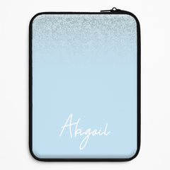 Blue Glitter Personalised Name Laptop Sleeve