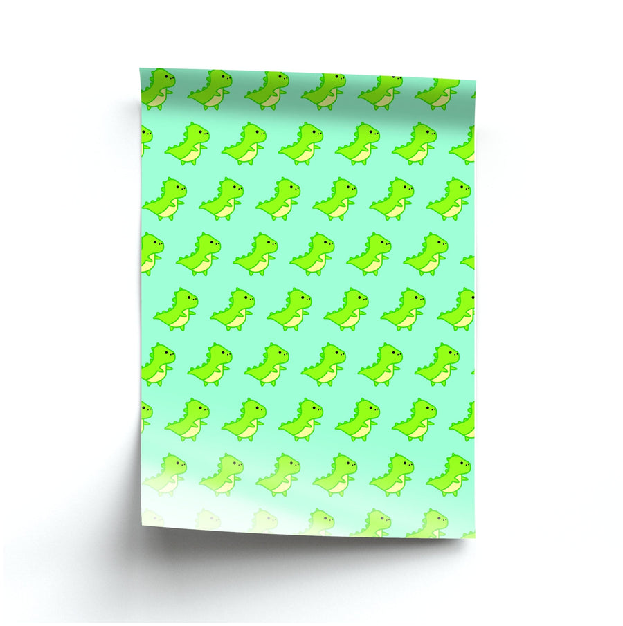 Green Dinosaurs Pattern - Dinosaurs Poster