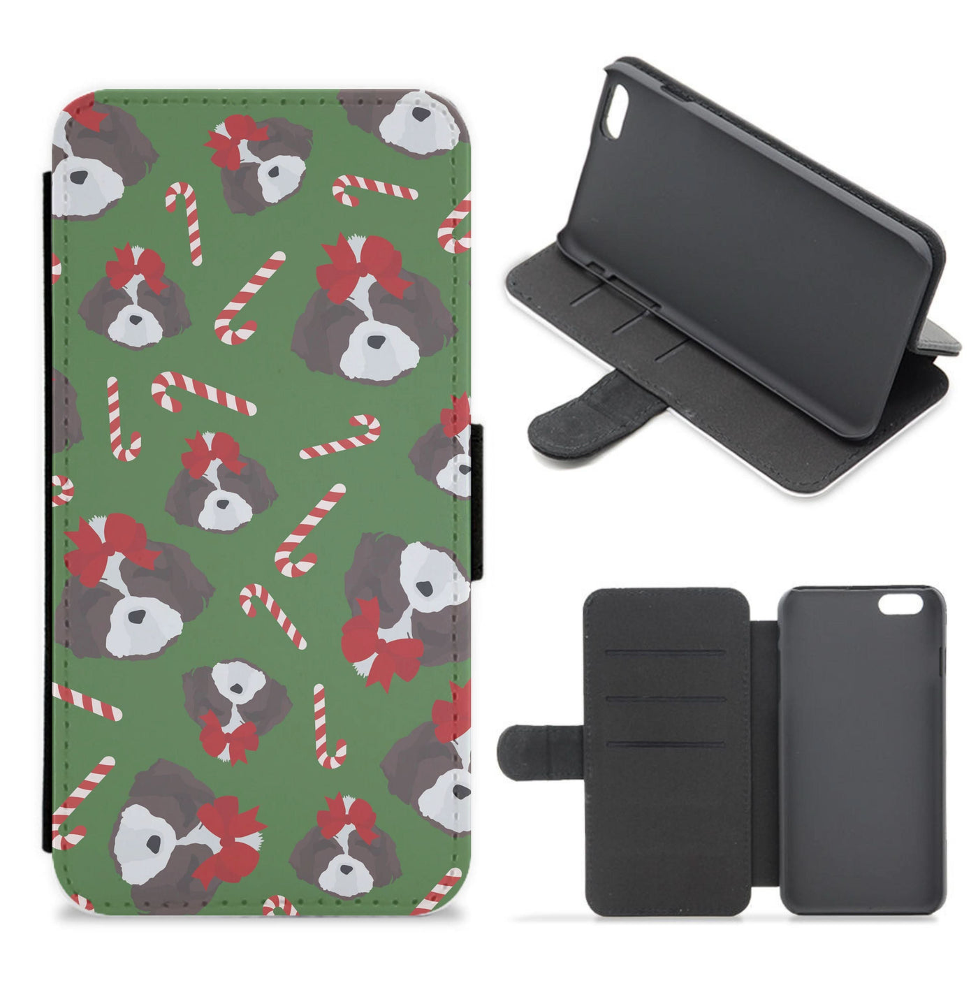 Dog Christmas Pattern Flip / Wallet Phone Case