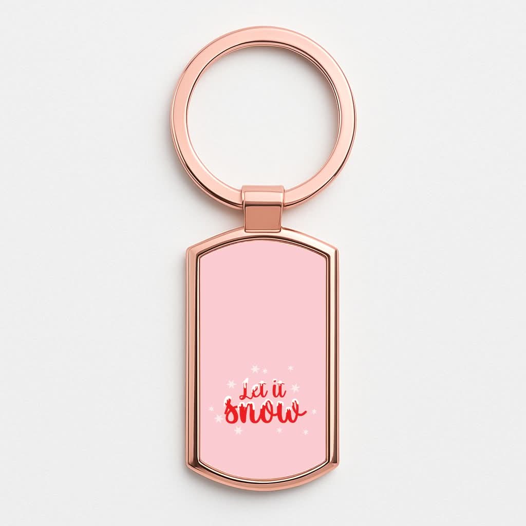 Let It Snow Snowflakes Rose Gold Keyring