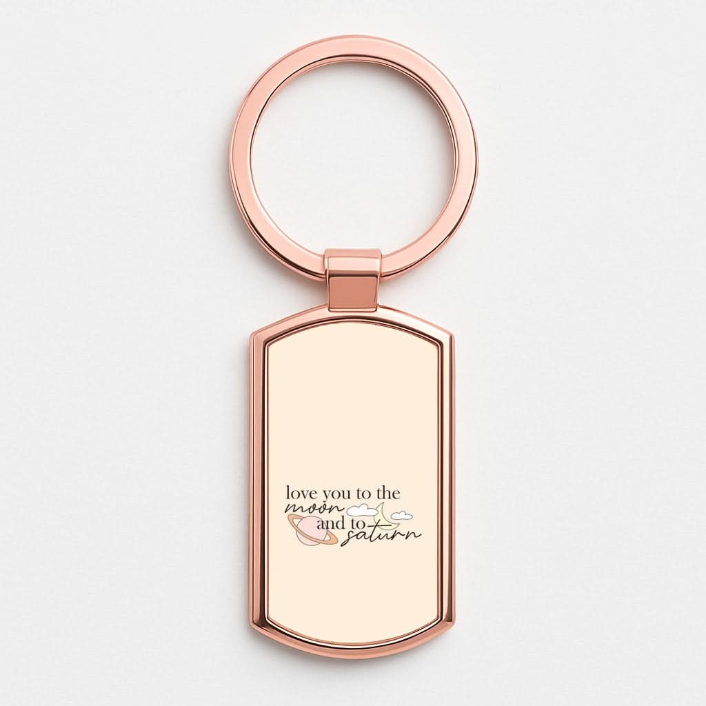 Love You To The Moon And Saturn Rose Gold Keyring