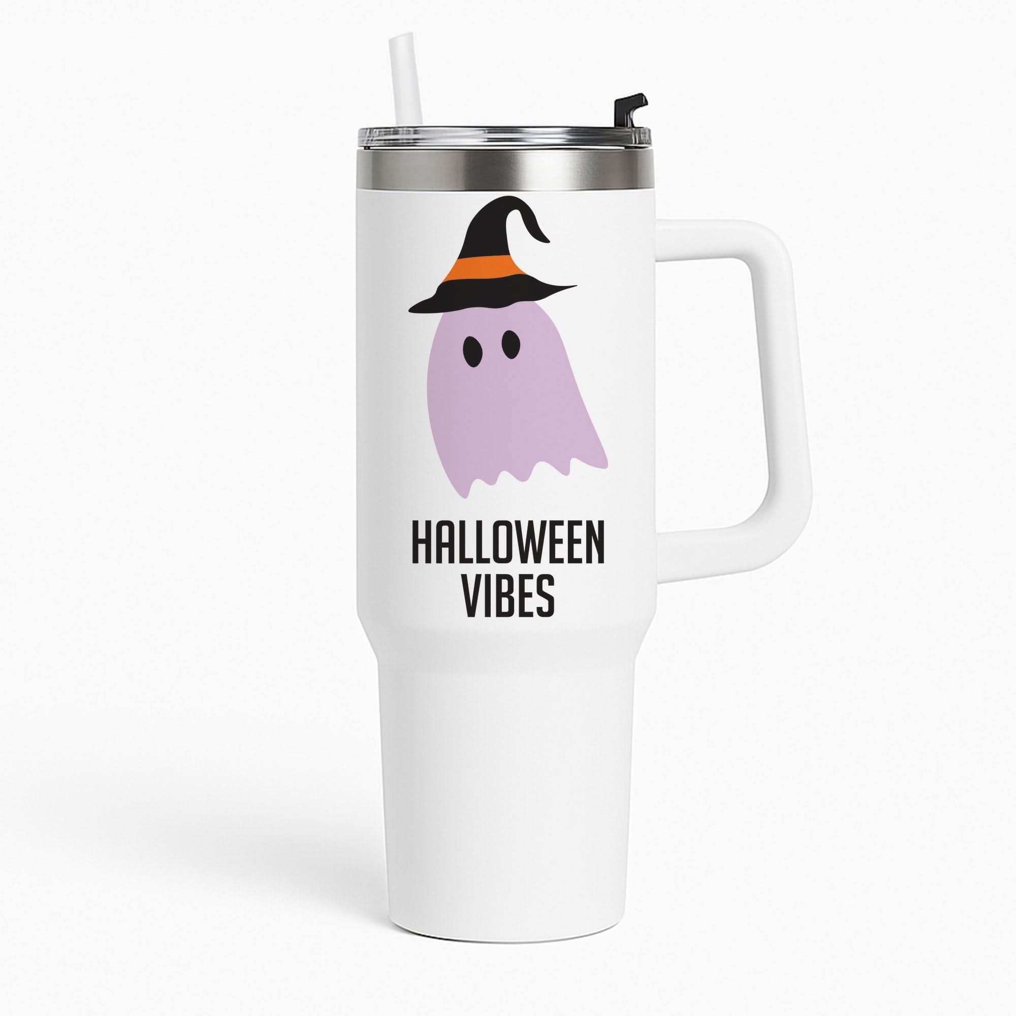 Purple Ghost Halloween Vibes Tumbler