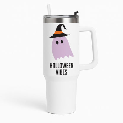 Purple Ghost Halloween Vibes Tumbler