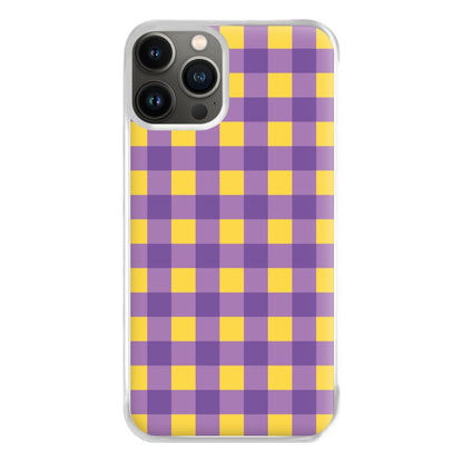 Purple And Yellow Checkered Pattern iPhone 13 Pro Case