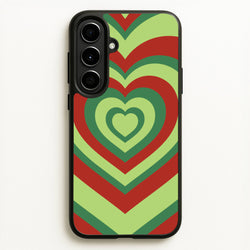 Red And Green Trippy Heart Christmas Pattern Galaxy A56 Case