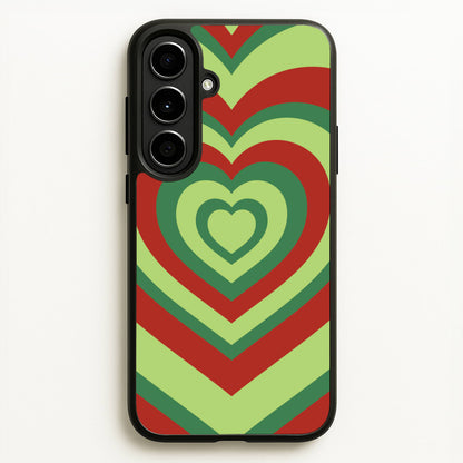 Red And Green Trippy Heart Christmas Pattern Galaxy A56 Case