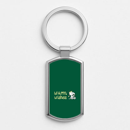 Cartoon Beagle Warm Wishes Silver Metal Keyring