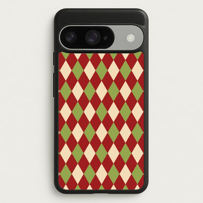 Red And Green Argyle Christmas Pattern Google Pixel 10 / 10 Pro Case