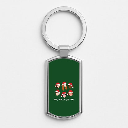 Strange Crew Christmas Silver Metal Keyring