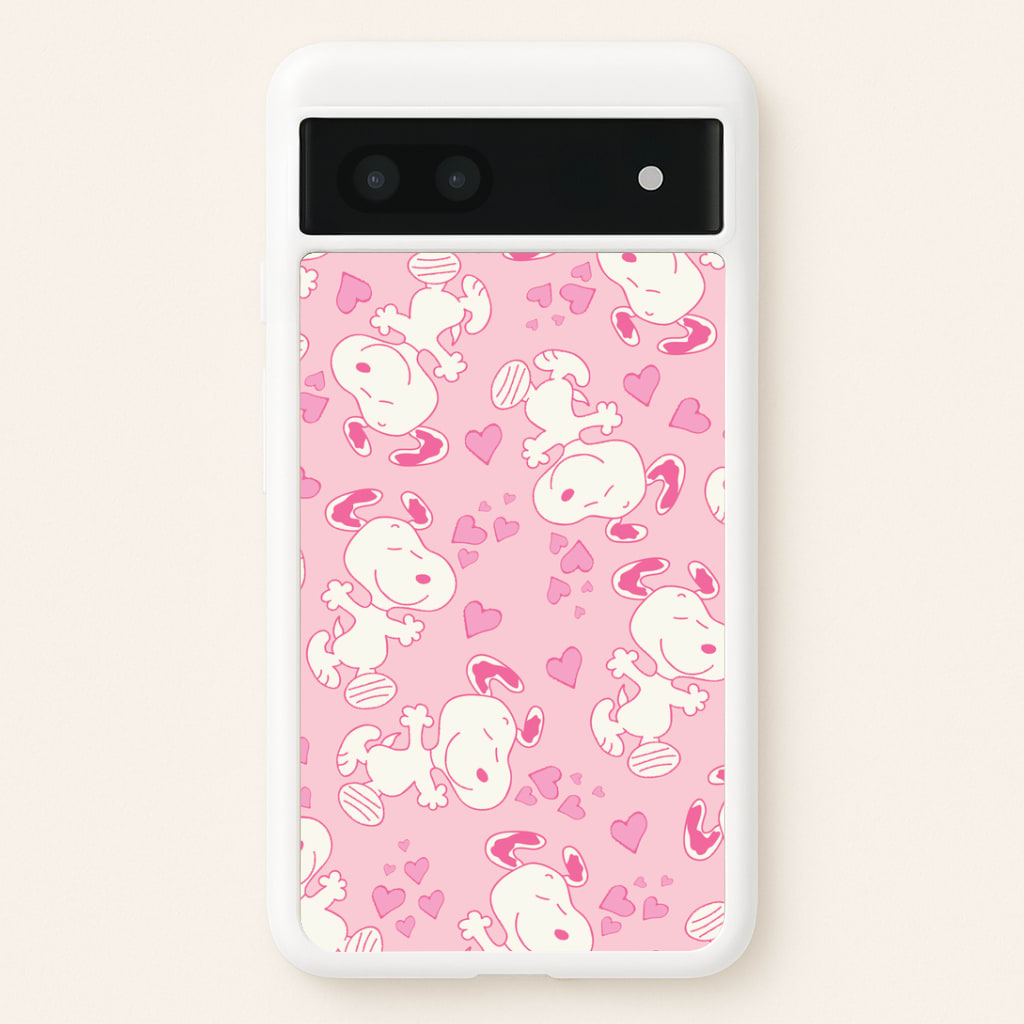 Cartoon Beagle Valentine Hearts Pattern Google Pixel 7a Case