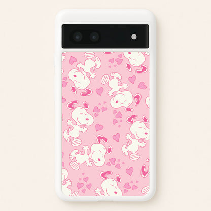 Cartoon Beagle Valentine Hearts Pattern Google Pixel 7a Case