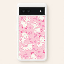 Cartoon Beagle Valentine Hearts Pattern Google Pixel 6a Case