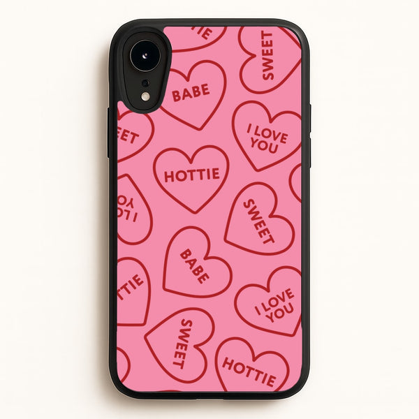 Quote Love Hearts Pattern iPhone XR Case