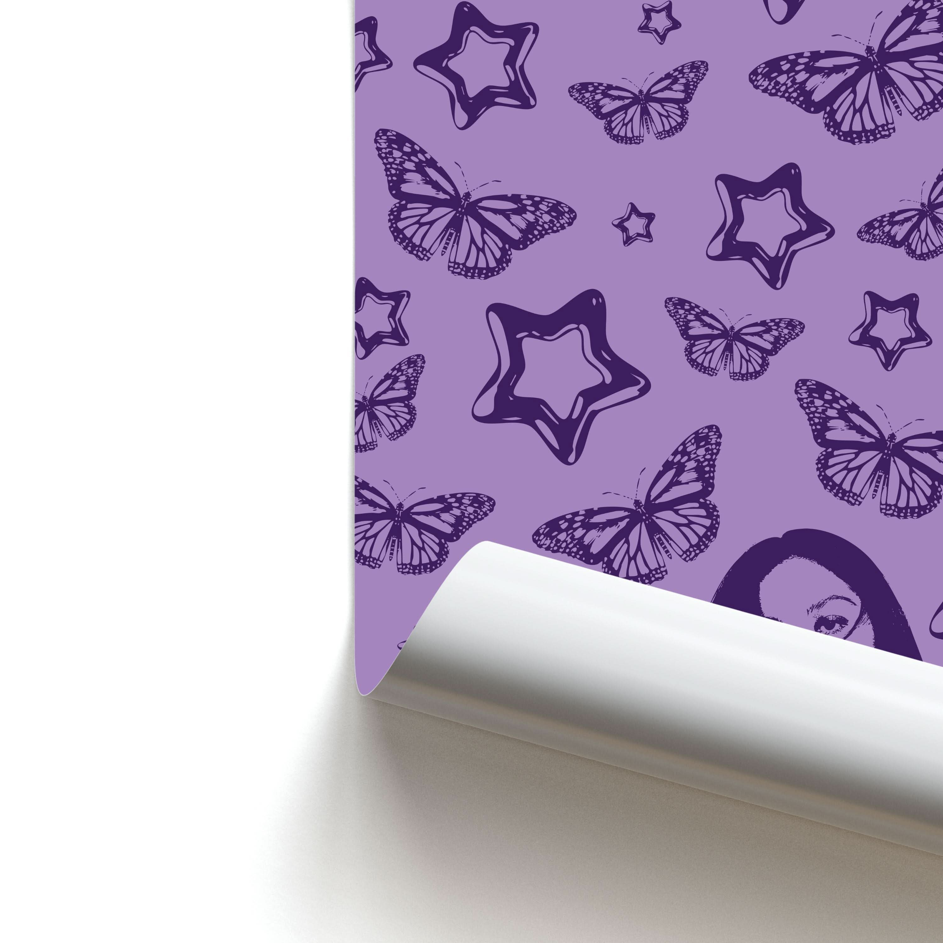 Stars And Butterflies Pattern Poster