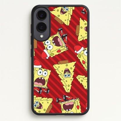 Christmas Cartoon Sponge Stripes Pattern Galaxy S25 Edge Case