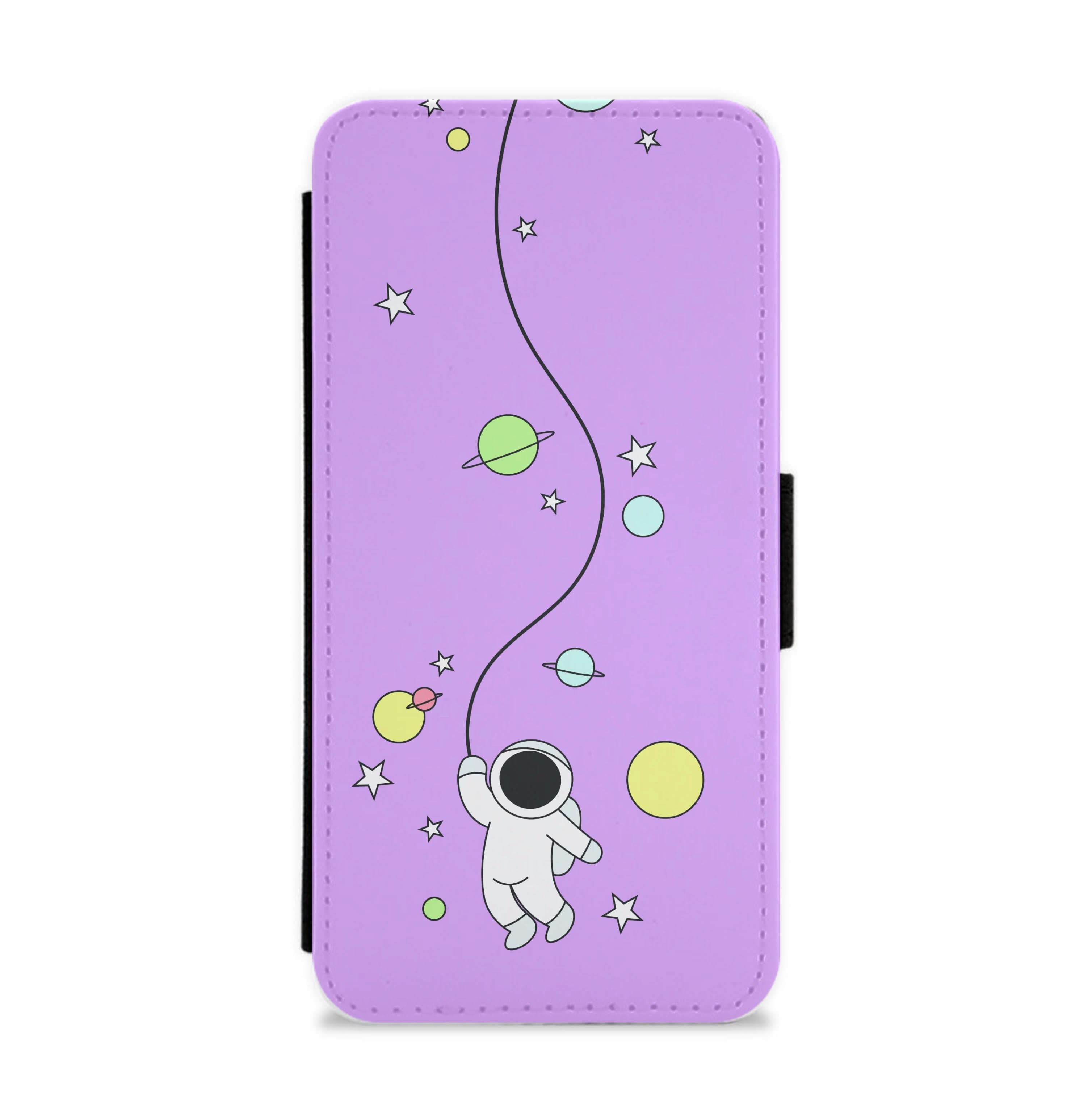 Cute Hanging Astronaut Flip / Wallet Phone Case