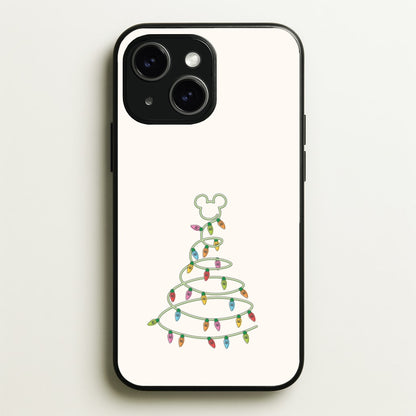 Cartoon Mouse Christmas Tree Lights iPhone 15 Plus Case