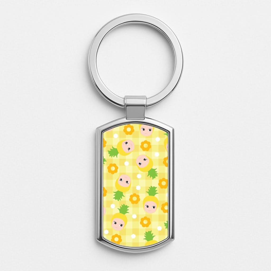 Pineapple Angel Pattern Silver Metal Keyring