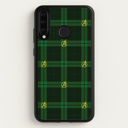 Superhero Team Green Tartan Pattern Huawei P30 Lite Case