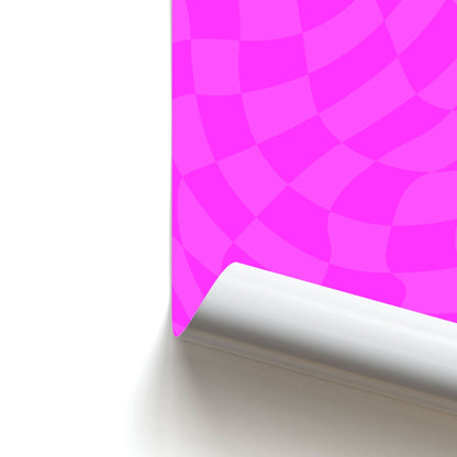 Pink Trippy Checkerboard Pattern Poster