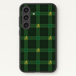 Superhero Team Green Tartan Pattern Galaxy S24 Plus Case