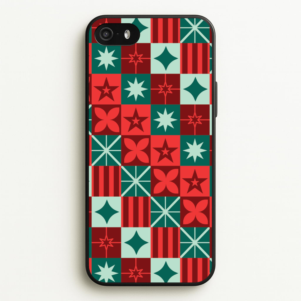 Geometric Square Christmas Pattern iPhone 5 / 5s / SE 2016 Case