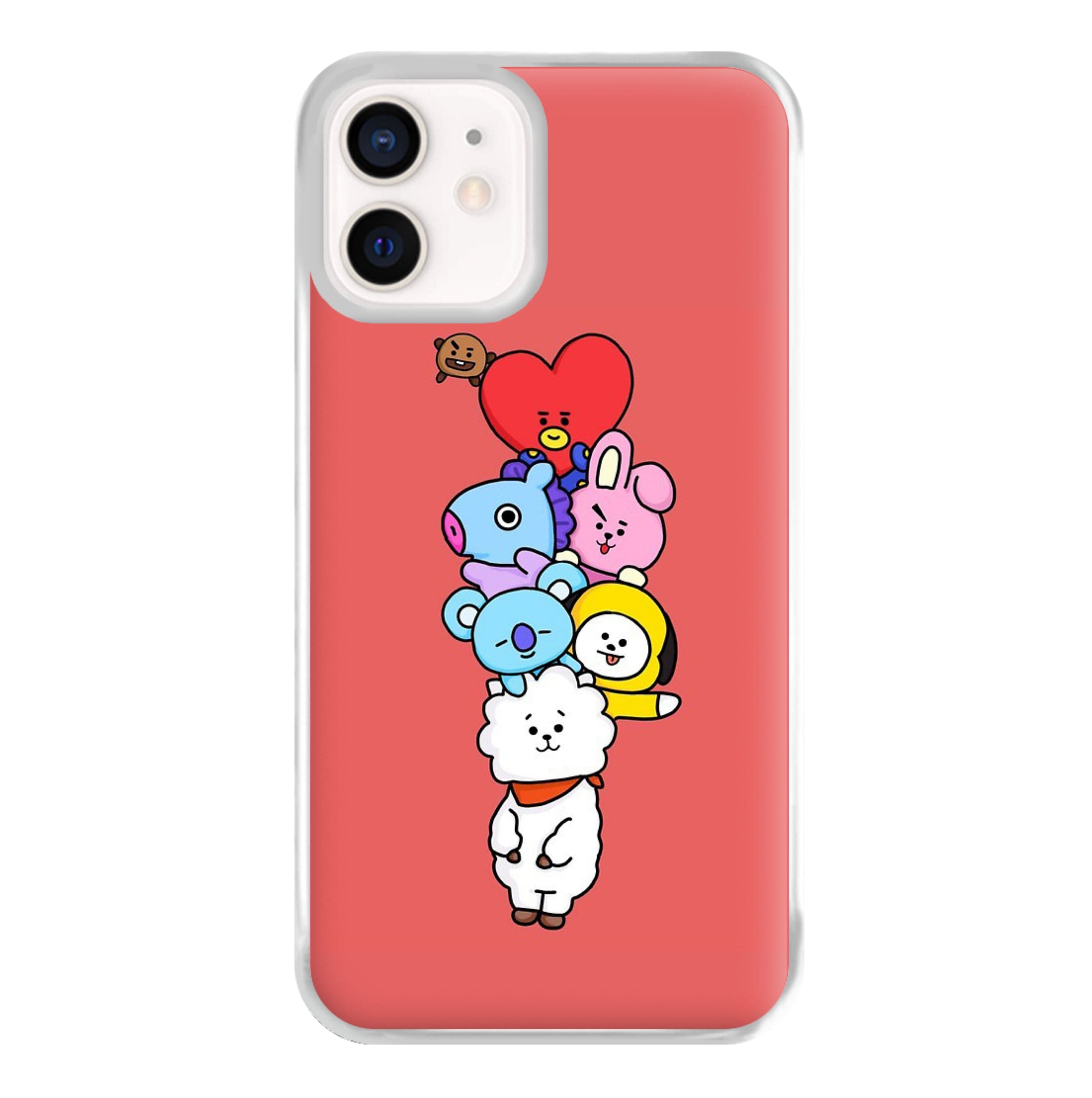 Red BT21 - RJ, Mang, Koya, Chimmy, Cooky, Shooky, Tata - K Pop Phone Case