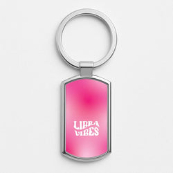 Libra Vibes Gradient Zodiac Silver Metal Keyring