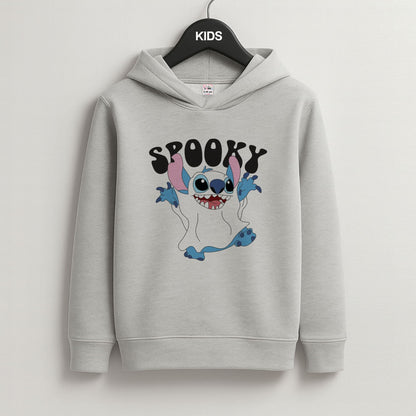 Spooky Cute Blue Alien Grey Kids Hoodie