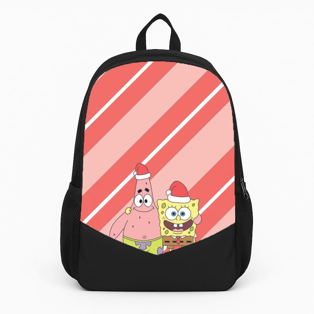 Cartoon Sponge And Starfish Christmas Hats Backpack