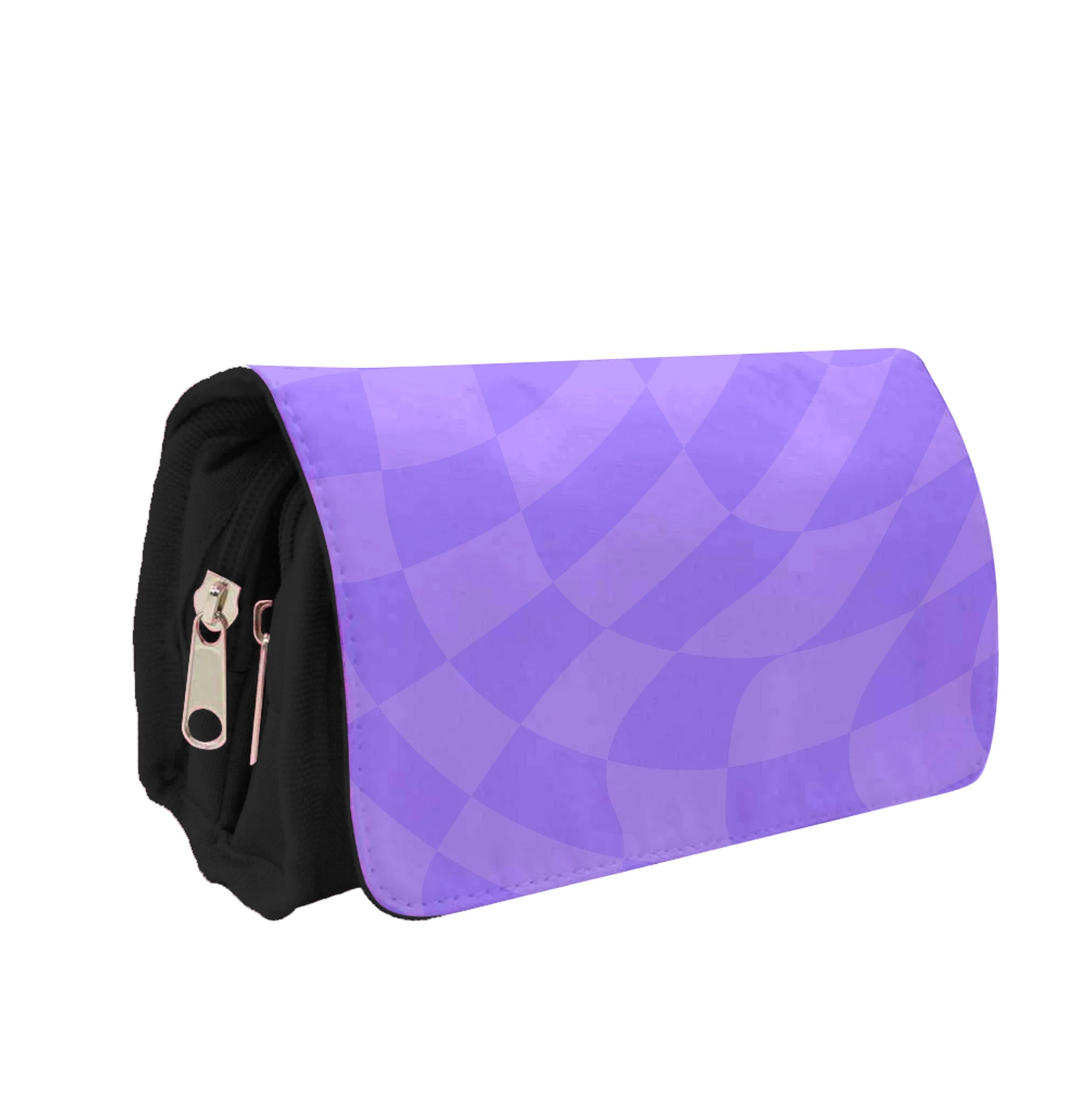 Purple Trippy Checkerboard Pattern Pencil Case