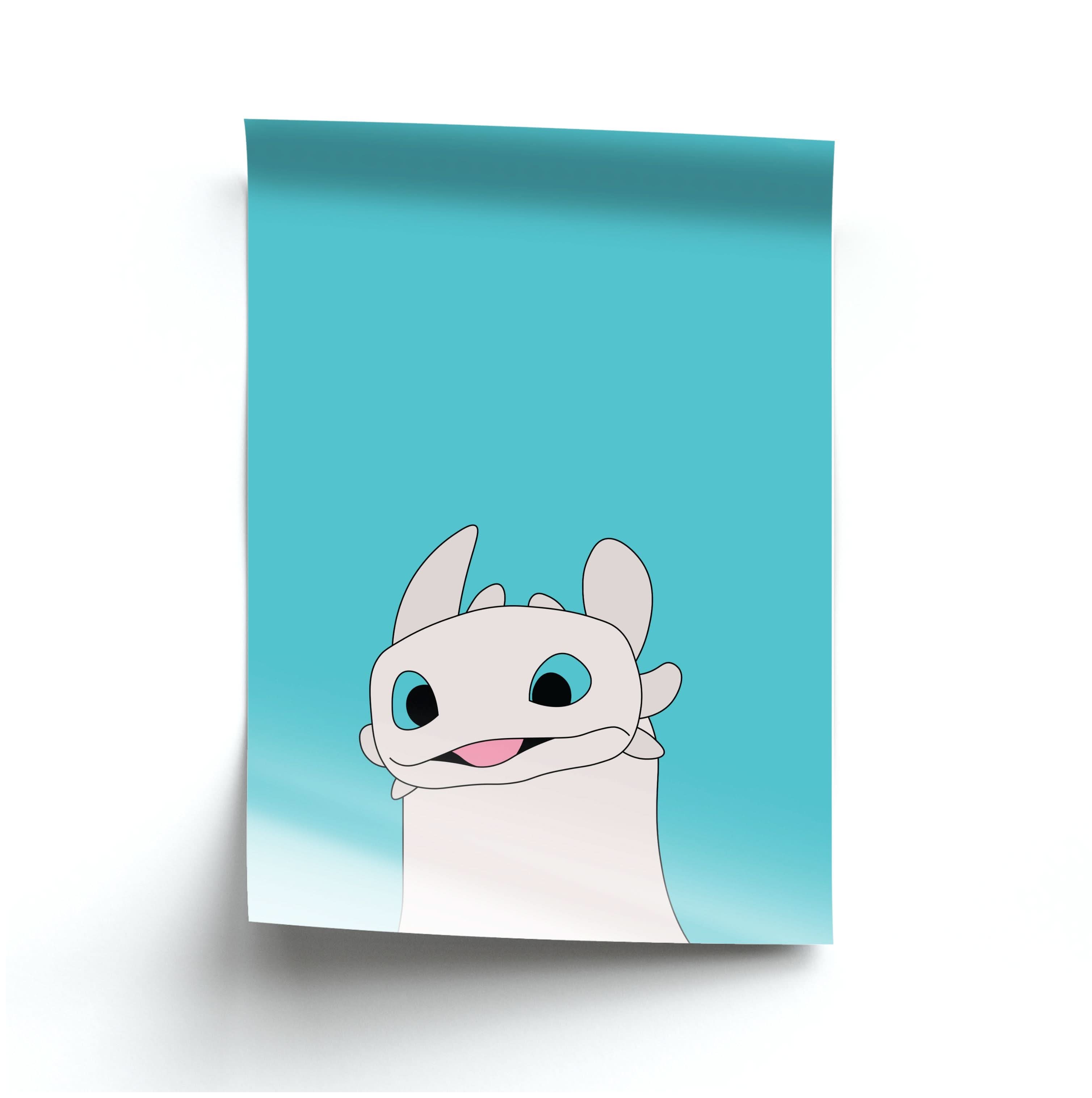 White Fury Dragon Poster