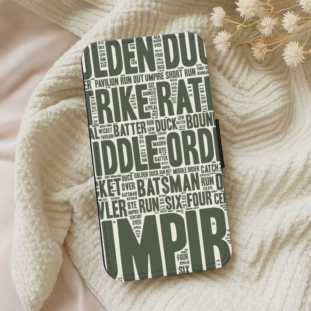 Cricket Wordscape Leather Phone Case