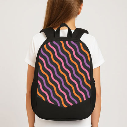 Wavy Abstract Halloween Pattern School Bag