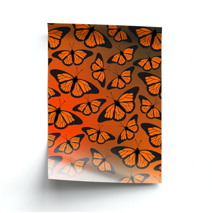 Orange Gradient Butterfly - Butterfly Patterns Poster