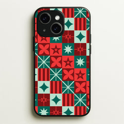 Geometric Square Christmas Pattern iPhone 14 Case